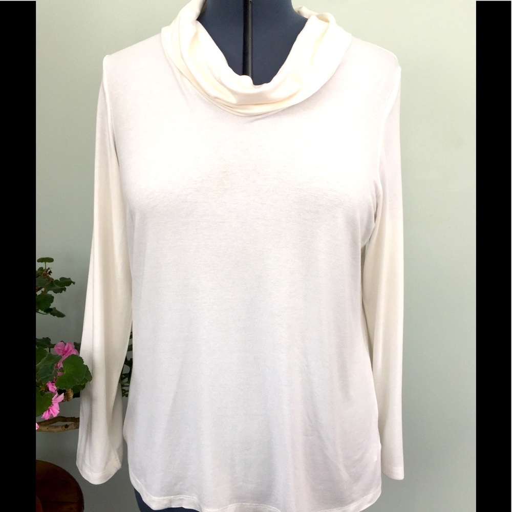 Coldwater Creek wide collar boat neck jersey top L